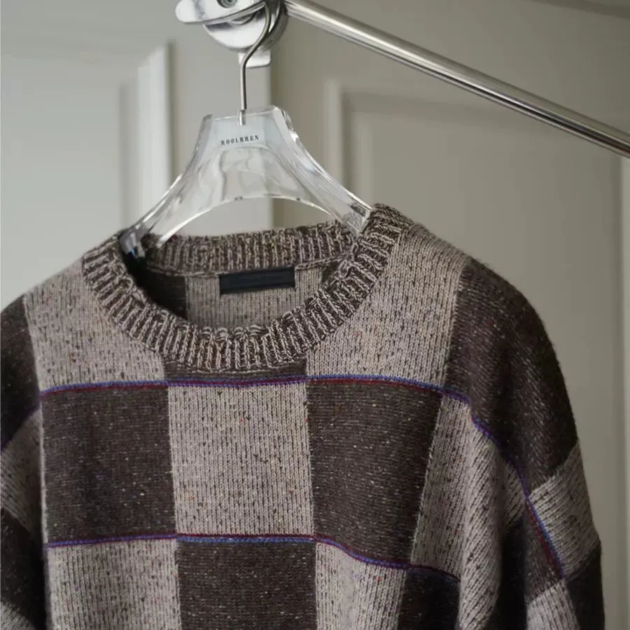 Retro Checkered Cashmere Wool Pullover