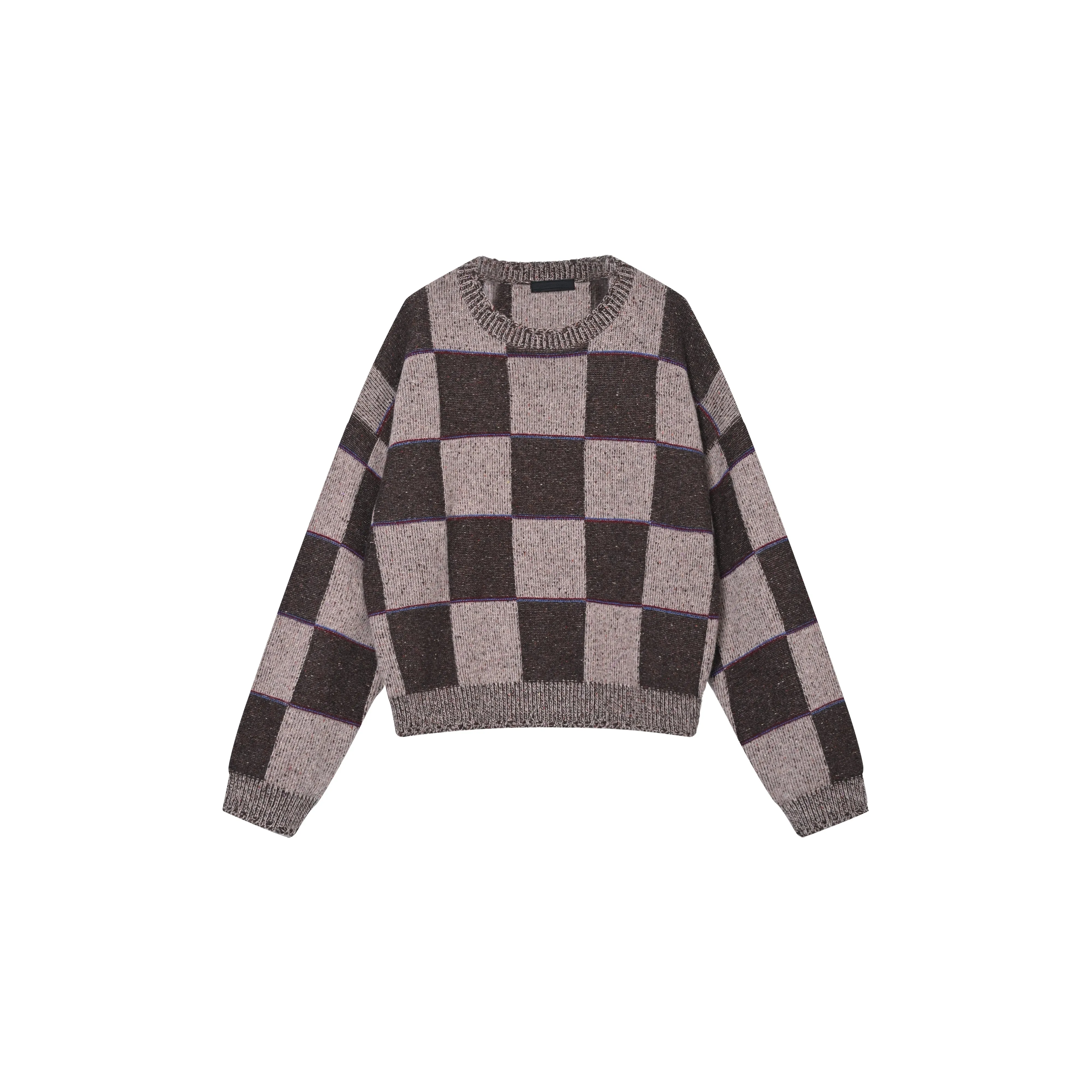 Retro Checkered Cashmere Wool Pullover