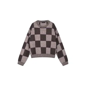 Retro Checkered Cashmere Wool Pullover