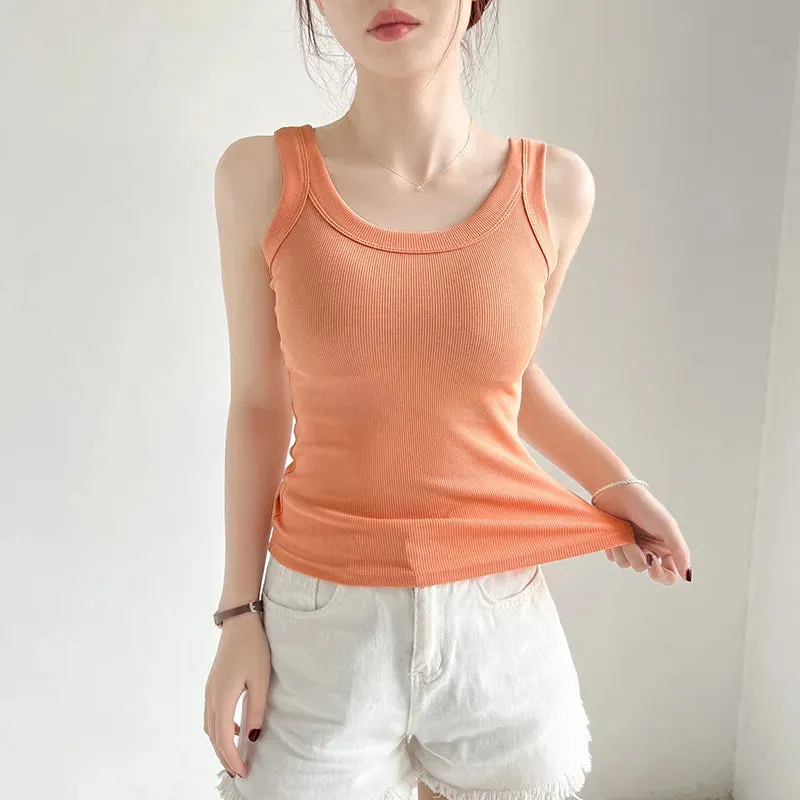Ribbed Knit Tank Top for  Women Off Shoulder Crop Tops Basic Casual Y2k Sport Tank Top