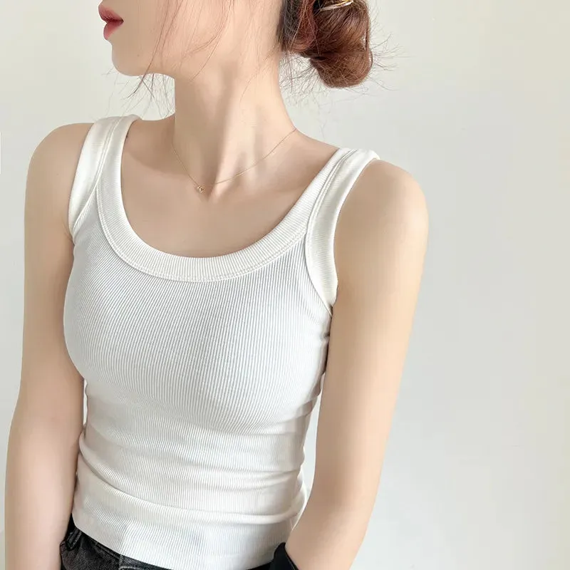 Ribbed Knit Tank Top for  Women Off Shoulder Crop Tops Basic Casual Y2k Sport Tank Top