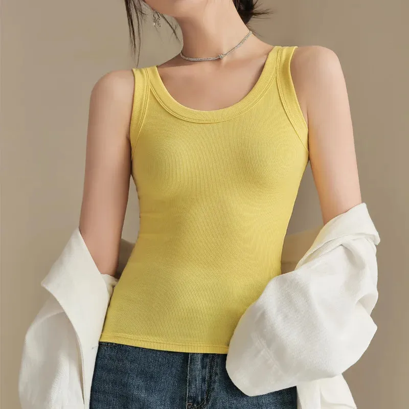 Ribbed Knit Tank Top for  Women Off Shoulder Crop Tops Basic Casual Y2k Sport Tank Top