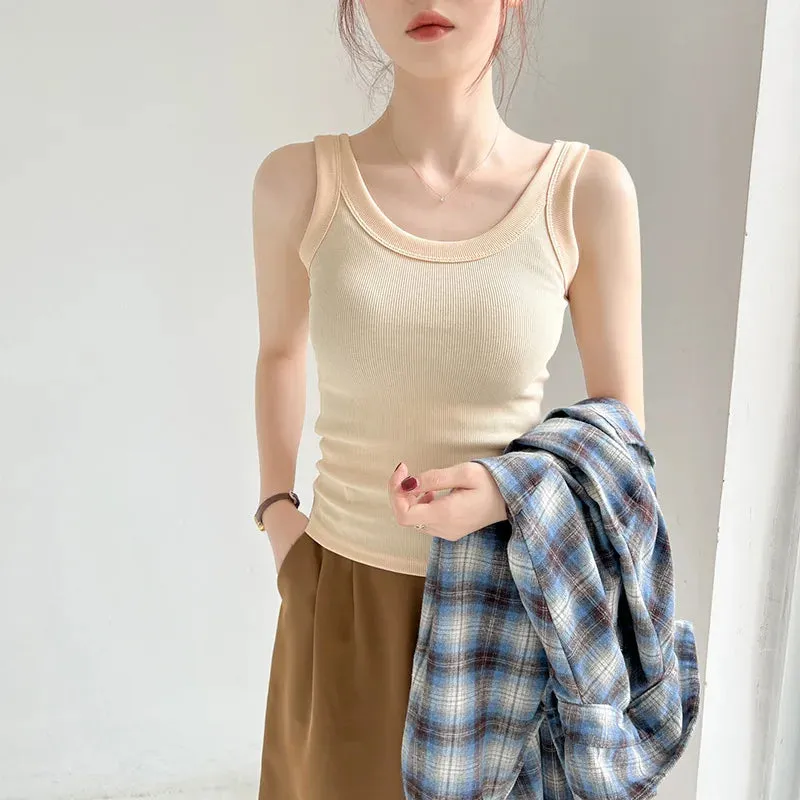 Ribbed Knit Tank Top for  Women Off Shoulder Crop Tops Basic Casual Y2k Sport Tank Top
