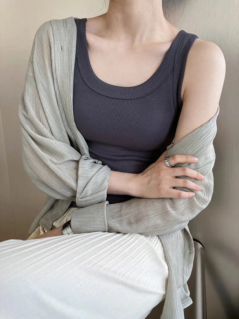 Ribbed Knit Tank Top for  Women Off Shoulder Crop Tops Basic Casual Y2k Sport Tank Top