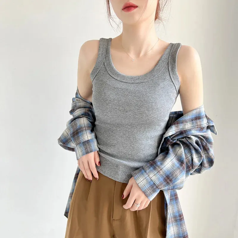 Ribbed Knit Tank Top for  Women Off Shoulder Crop Tops Basic Casual Y2k Sport Tank Top