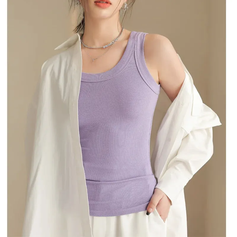 Ribbed Knit Tank Top for  Women Off Shoulder Crop Tops Basic Casual Y2k Sport Tank Top