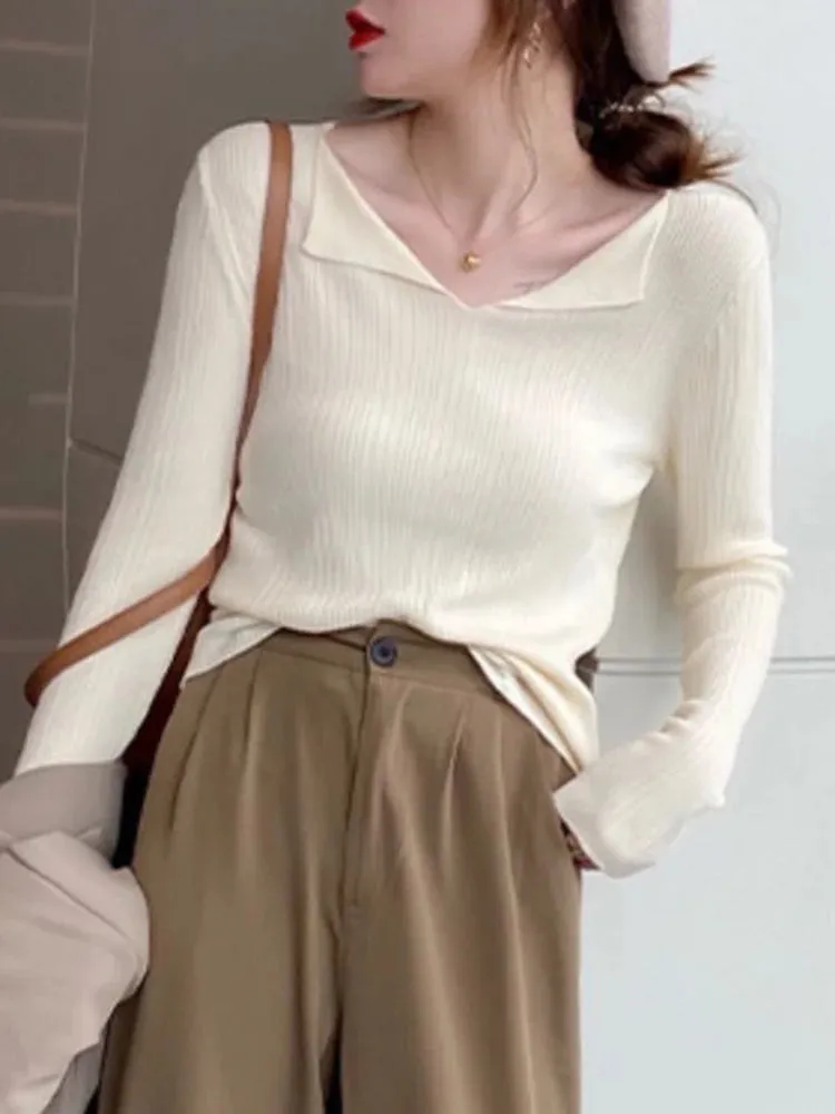 Ribbed V-neck Sweater