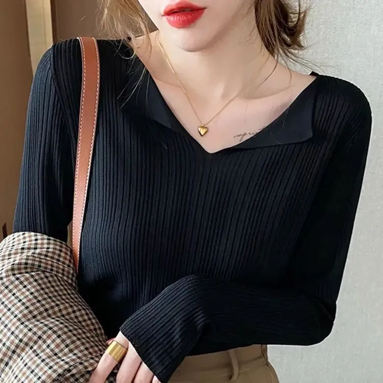 Ribbed V-neck Sweater
