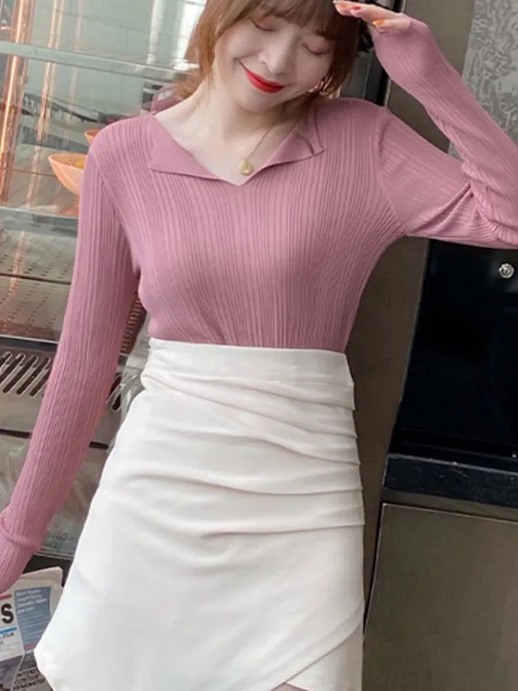Ribbed V-neck Sweater
