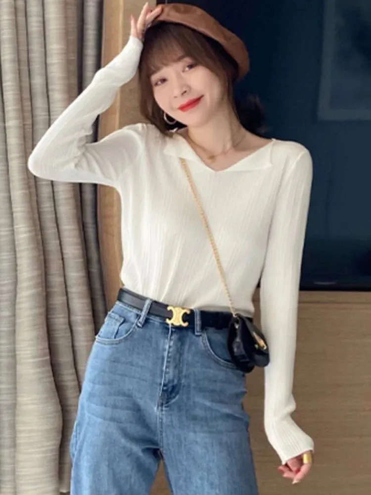 Ribbed V-neck Sweater