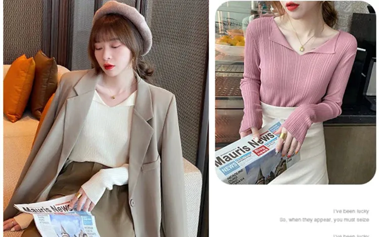 Ribbed V-neck Sweater