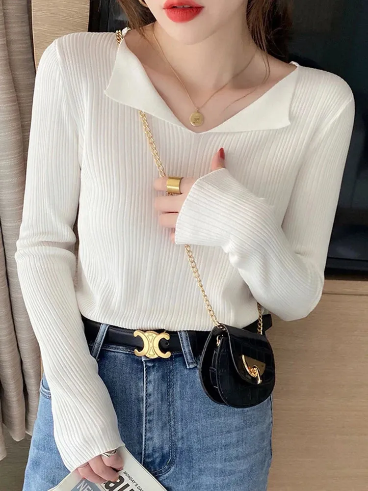 Ribbed V-neck Sweater