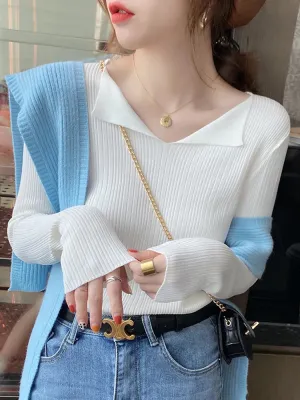 Ribbed V-neck Sweater