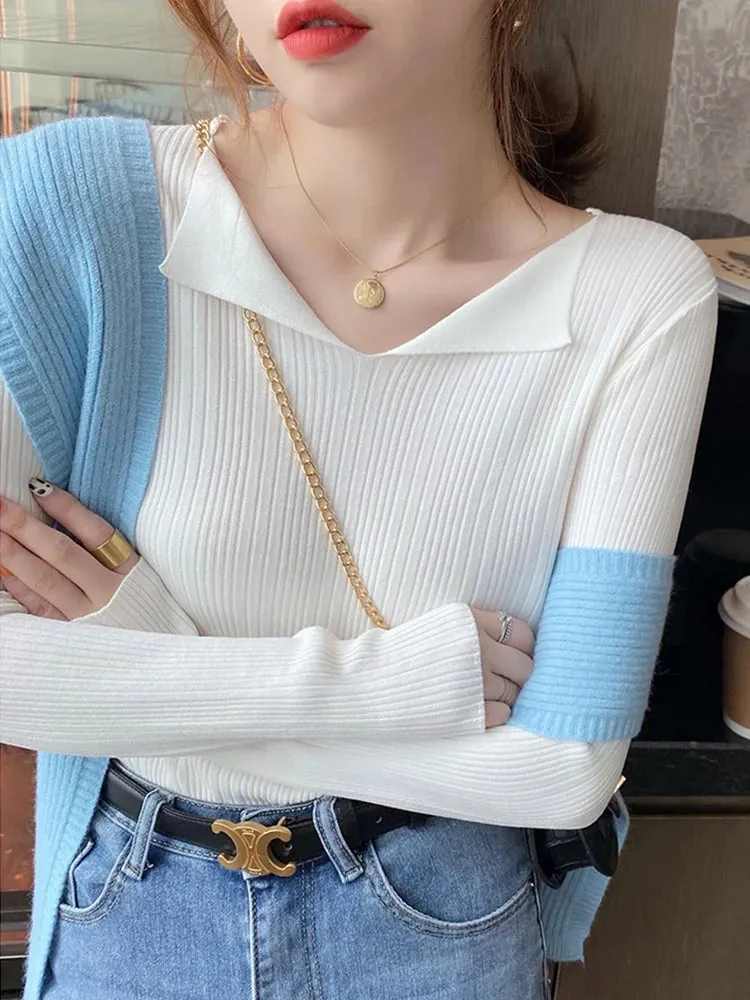Ribbed V-neck Sweater