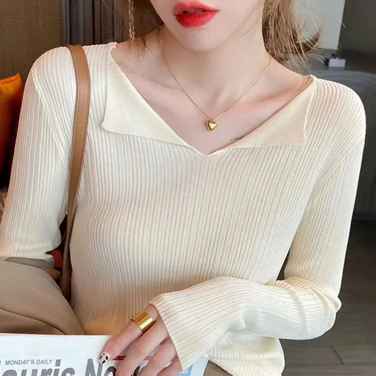 Ribbed V-neck Sweater