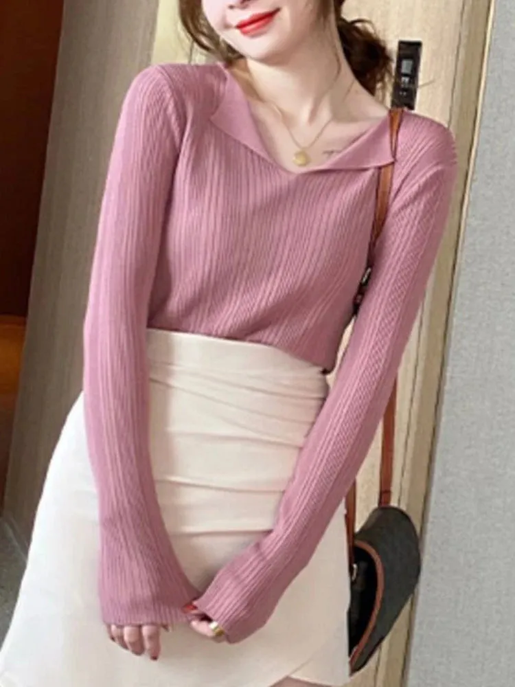 Ribbed V-neck Sweater