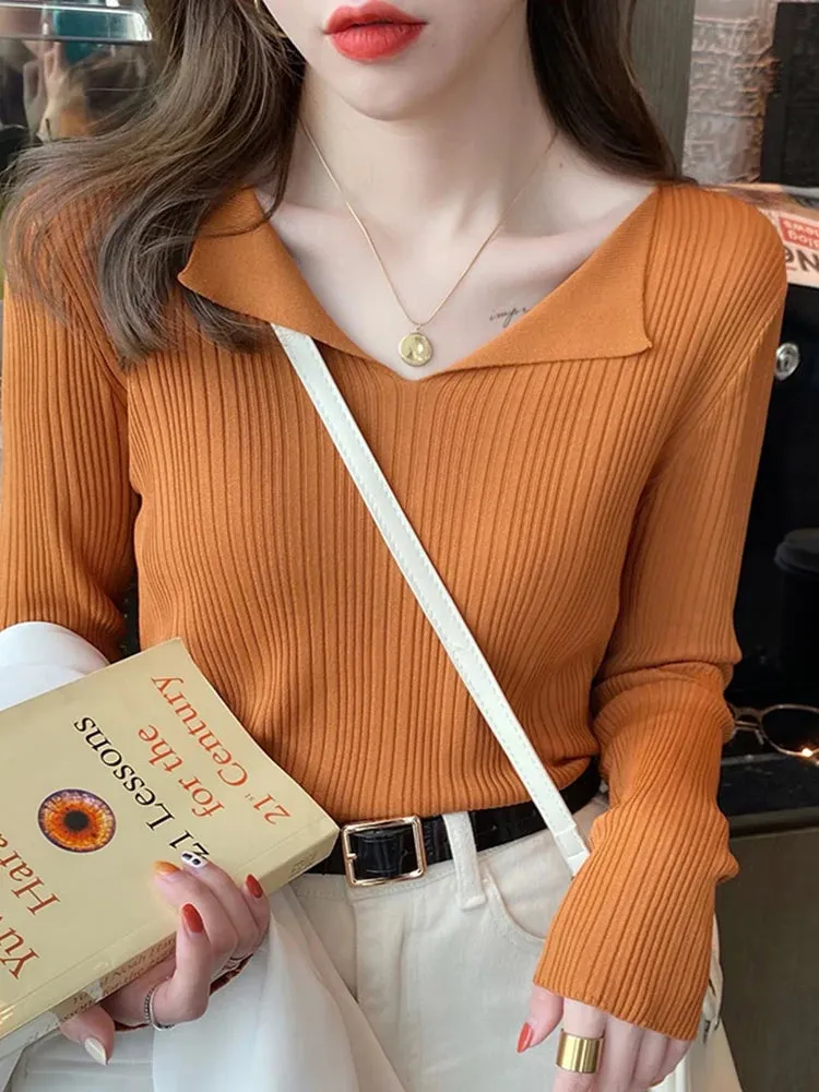 Ribbed V-neck Sweater