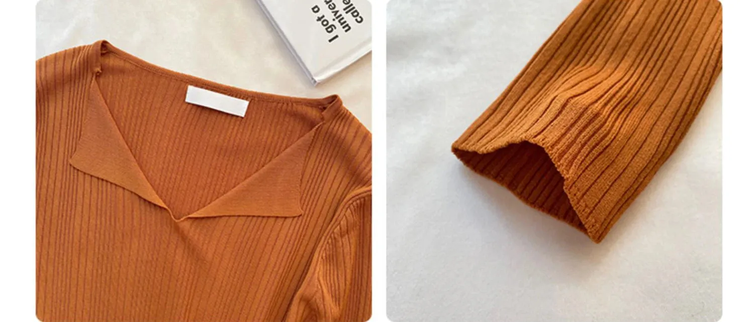 Ribbed V-neck Sweater