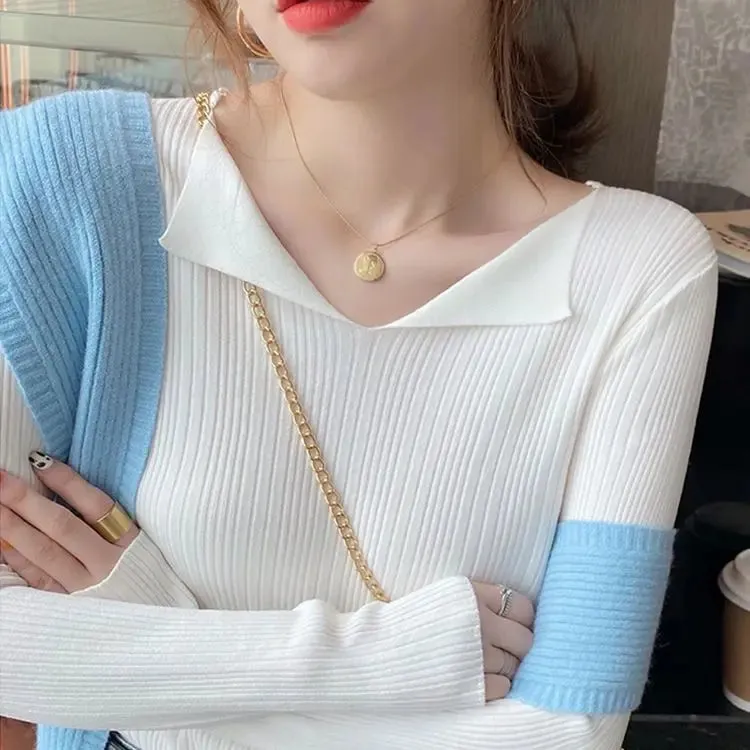 Ribbed V-neck Sweater