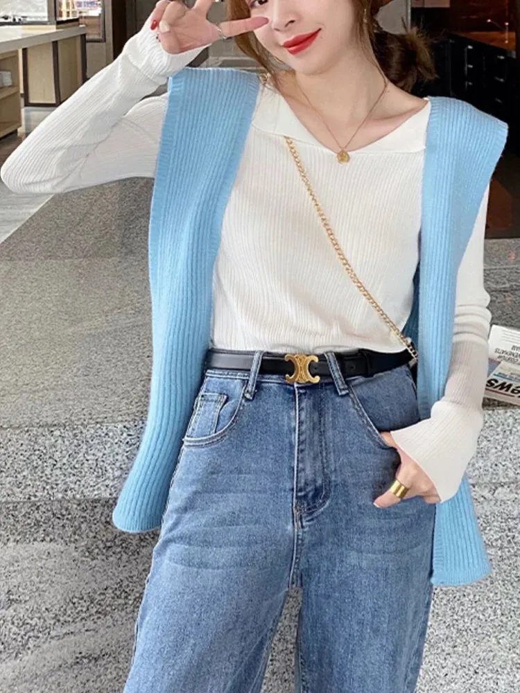Ribbed V-neck Sweater