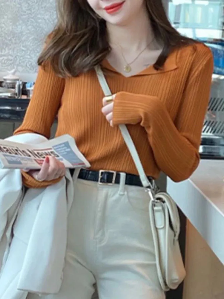 Ribbed V-neck Sweater