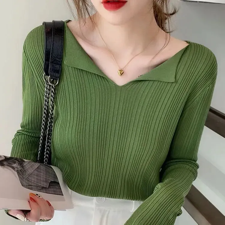 Ribbed V-neck Sweater