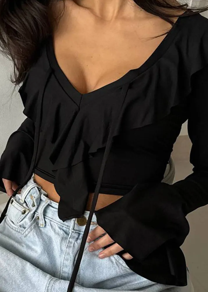 Roseleen | Ruffled Tie-Front Top