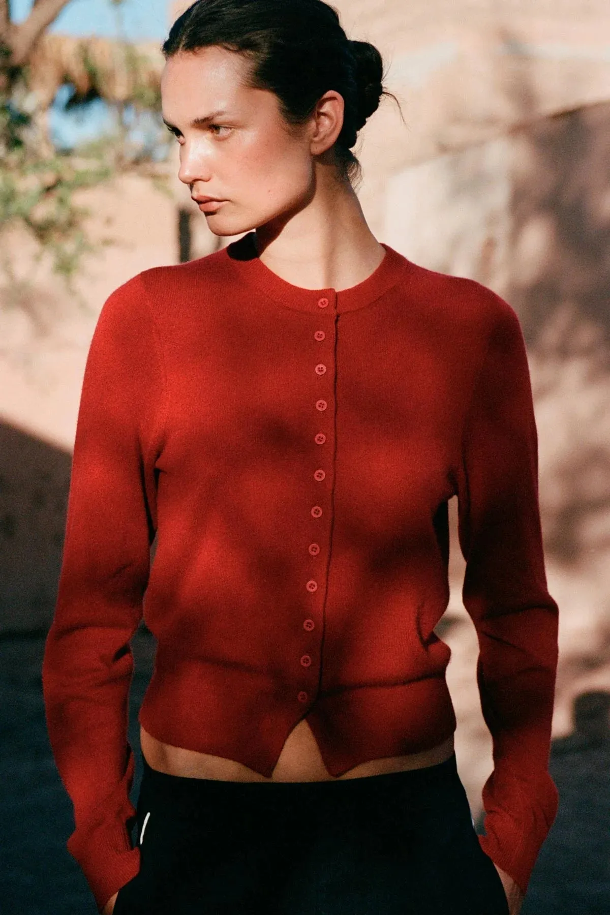 Rowie the Label Maeve Merino Knit Cardigan - Rust Red