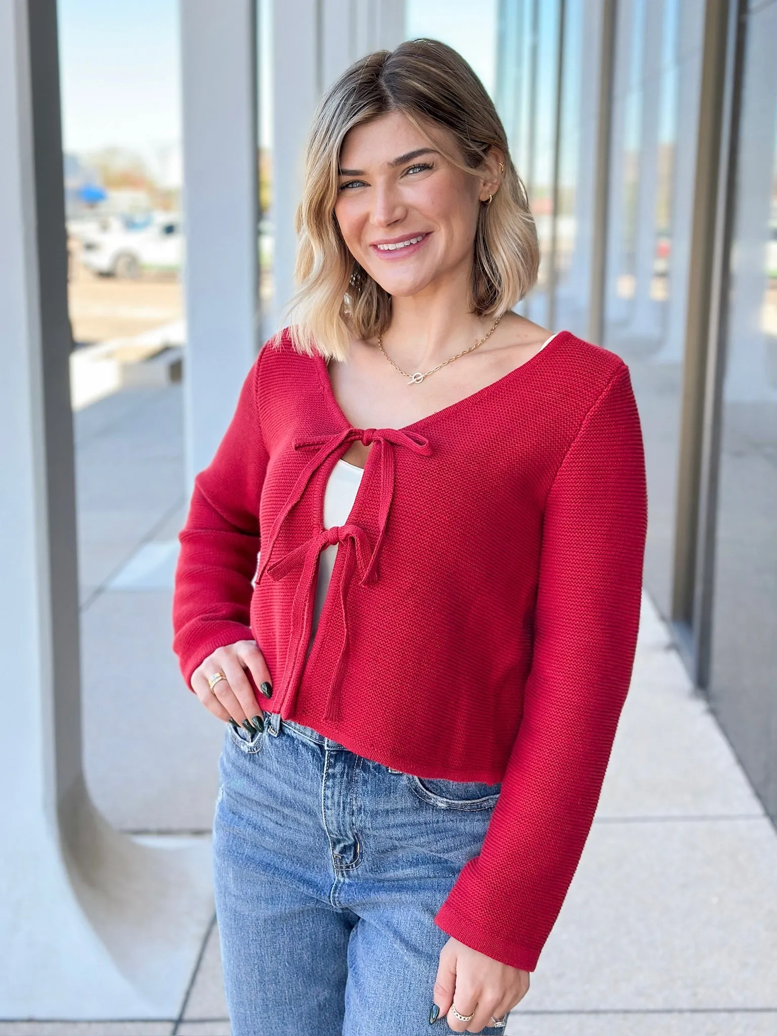 Ruby Bow Tie Cardigan