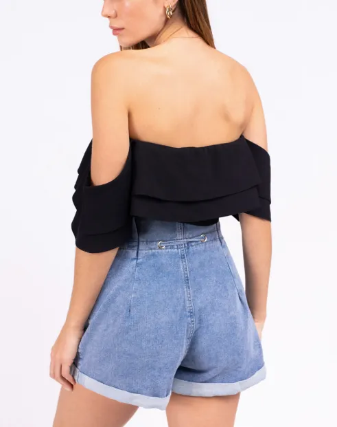 Ruffle Off The Shoulder Crop Top
