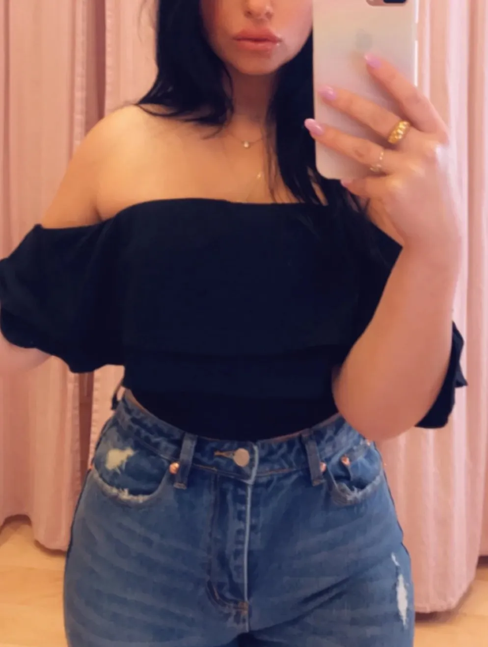 Ruffle Off The Shoulder Crop Top