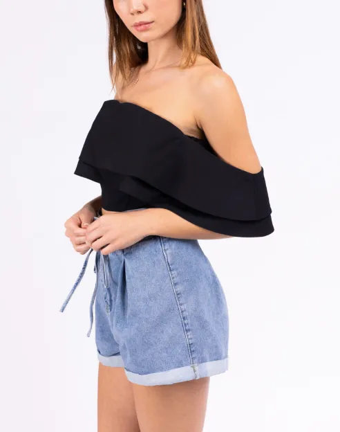 Ruffle Off The Shoulder Crop Top