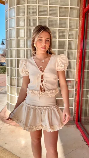 Sammie Front Tie Top- Cream