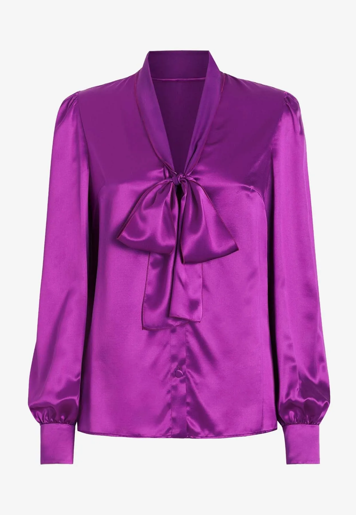 Satin Shirt with Front-Bow