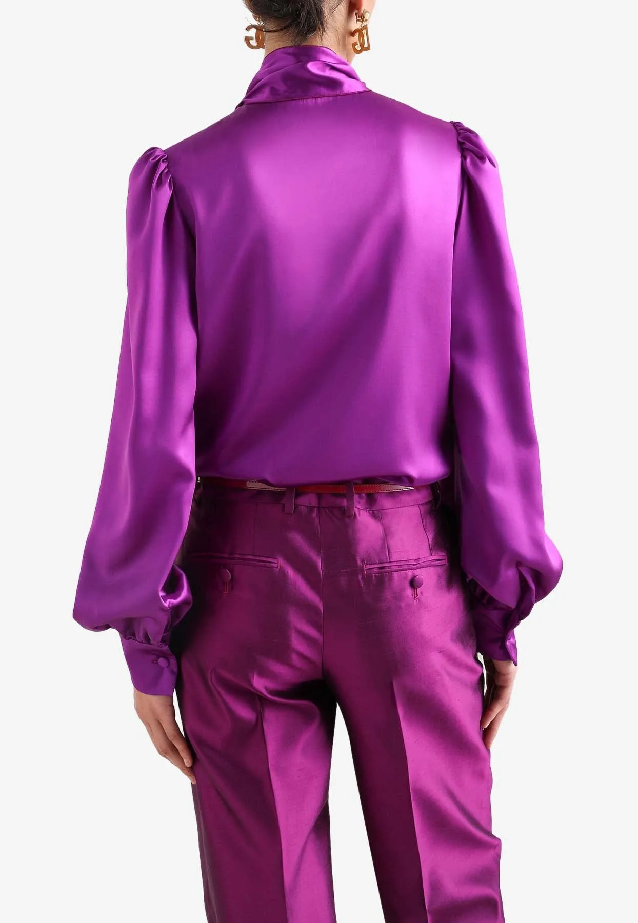 Satin Shirt with Front-Bow