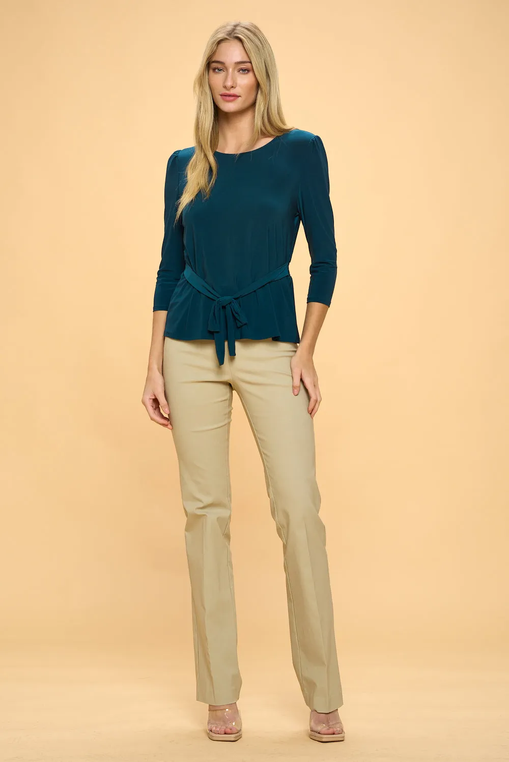 SELF TIE FASHION TEE BLOUSE