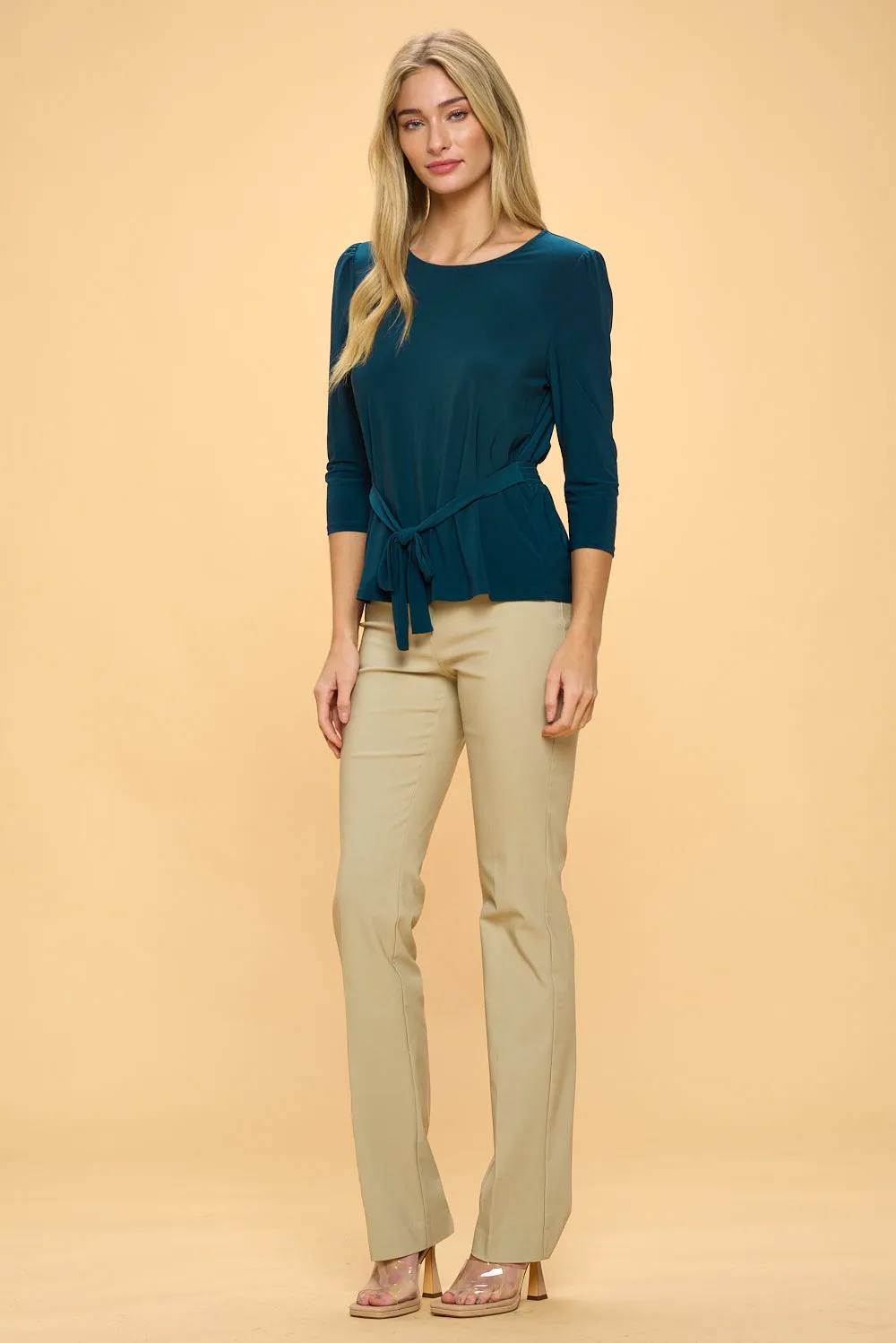 SELF TIE FASHION TEE BLOUSE