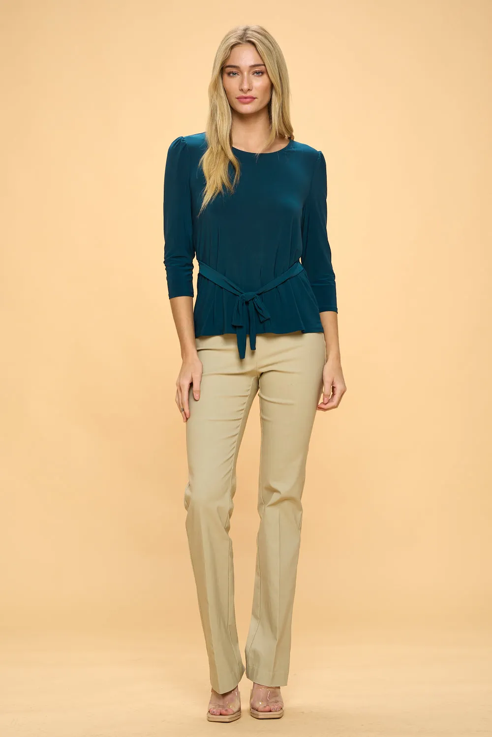 SELF TIE FASHION TEE BLOUSE