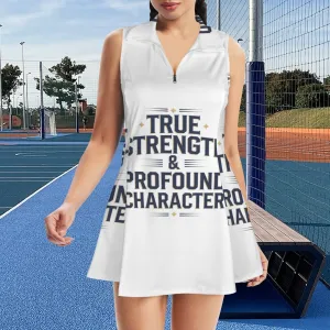 Separates Inner Shorts & Sleeveless Lapel Zipper Pocket Sport Dress