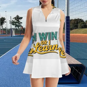 Separates Inner Shorts & Sleeveless Lapel Zipper Pocket Sport Dress