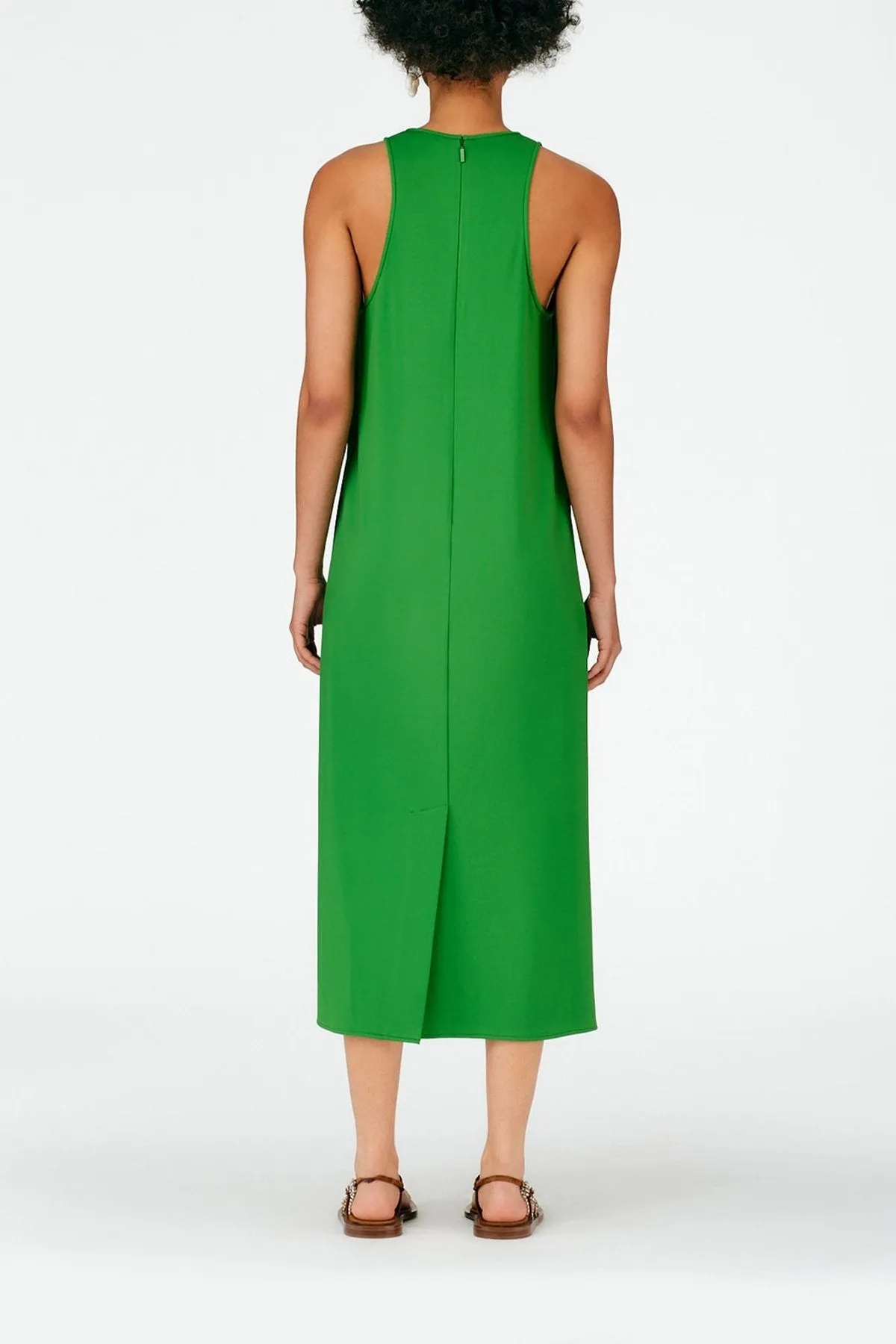 Serpentine Jersey Tank Dress in Leaf Green