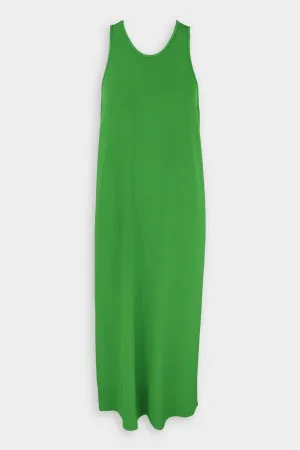 Serpentine Jersey Tank Dress in Leaf Green