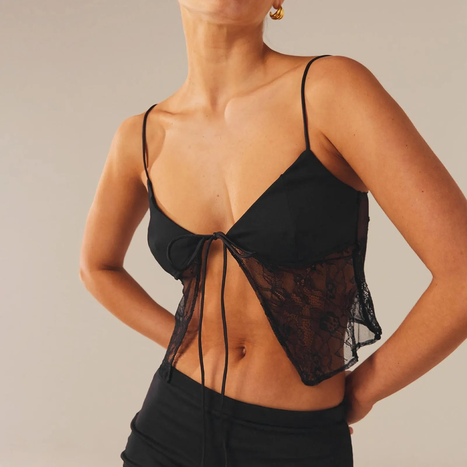 Sexy Tie Front Camisole Top