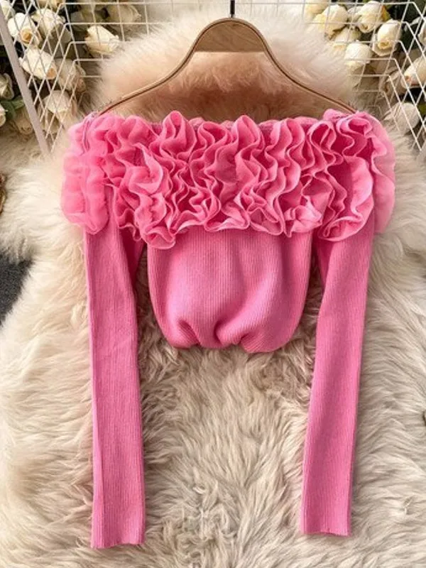 Sexy Women Slash Neck Off Shoulder Knitted Tops