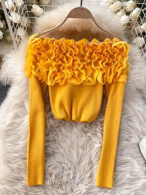Sexy Women Slash Neck Off Shoulder Knitted Tops
