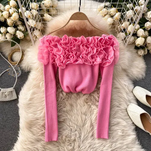 Sexy Women Slash Neck Off Shoulder Knitted Tops