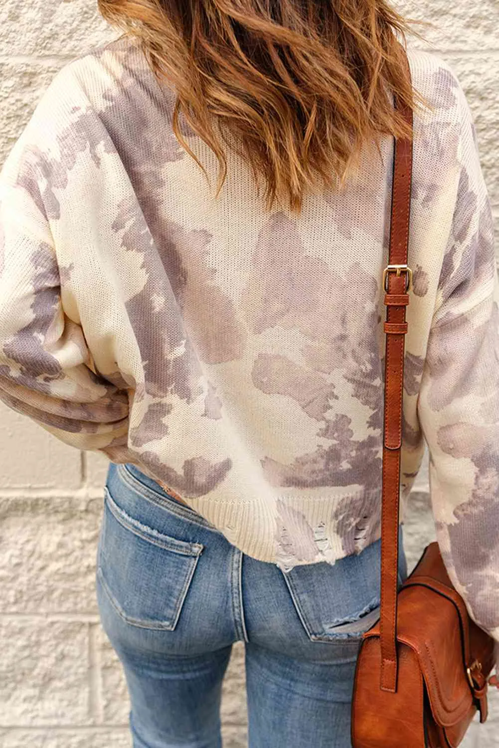 Sheila Tie-Dye Distressed Round Neck Sweater
