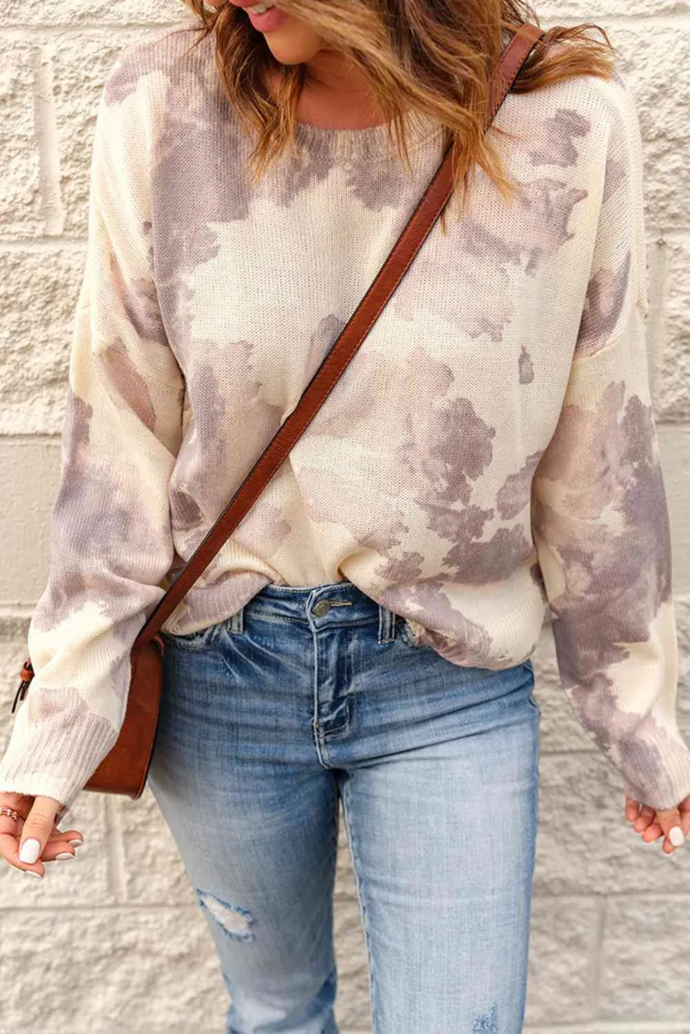 Sheila Tie-Dye Distressed Round Neck Sweater