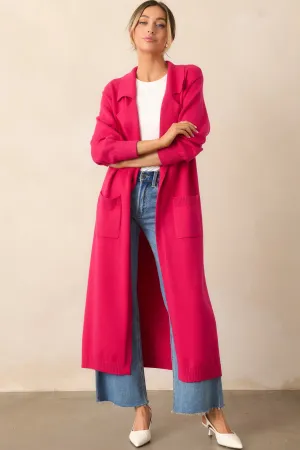 Shopping Around Hot Pink Longline Cardigan