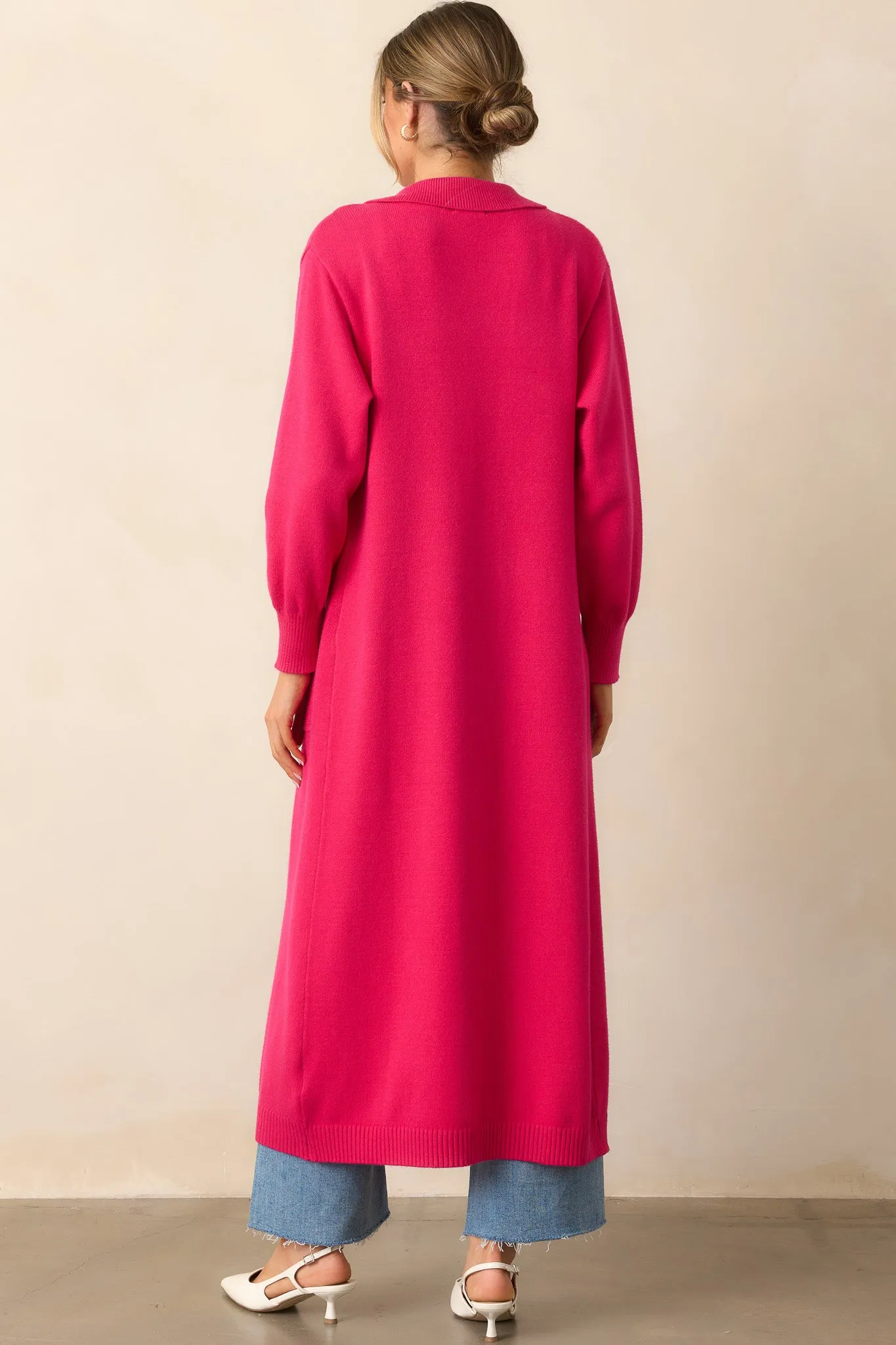 Shopping Around Hot Pink Longline Cardigan